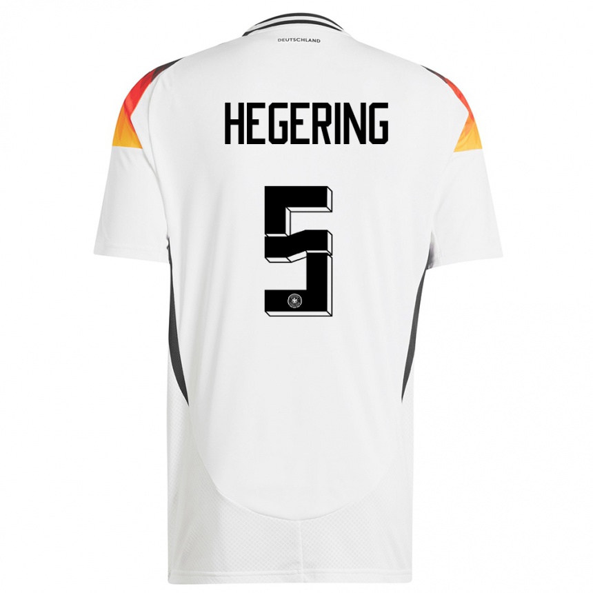 Hombre Fútbol Camiseta Alemania Marina Hegering #5 Blanco 1ª Equipación 24-26 Perú