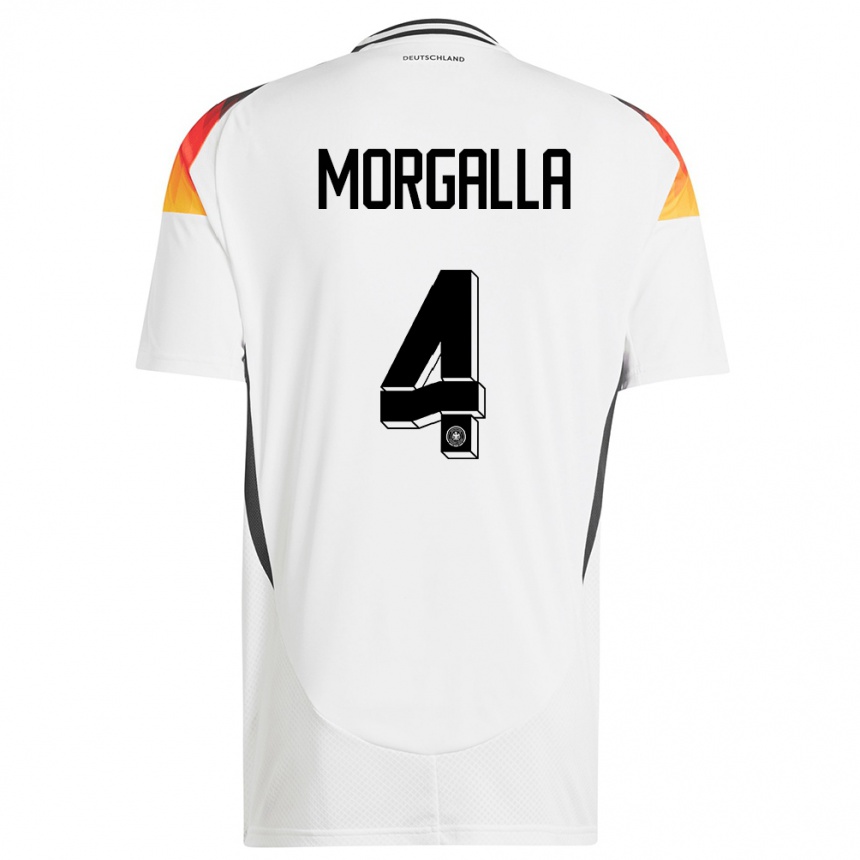 Hombre Fútbol Camiseta Alemania Leandro Morgalla #4 Blanco 1ª Equipación 24-26 Perú