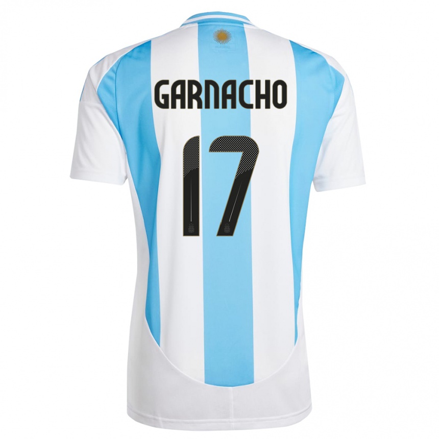 Hombre Fútbol Camiseta Argentina Alejandro Garnacho #17 Blanco Azul 1ª Equipación 24-26 Perú