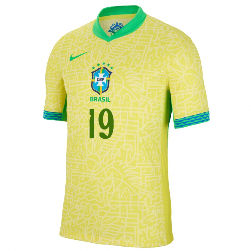 Hombre Fútbol Camiseta Brasil Felipe Lima #19 Amarillo 1ª Equipación 24-26 Perú