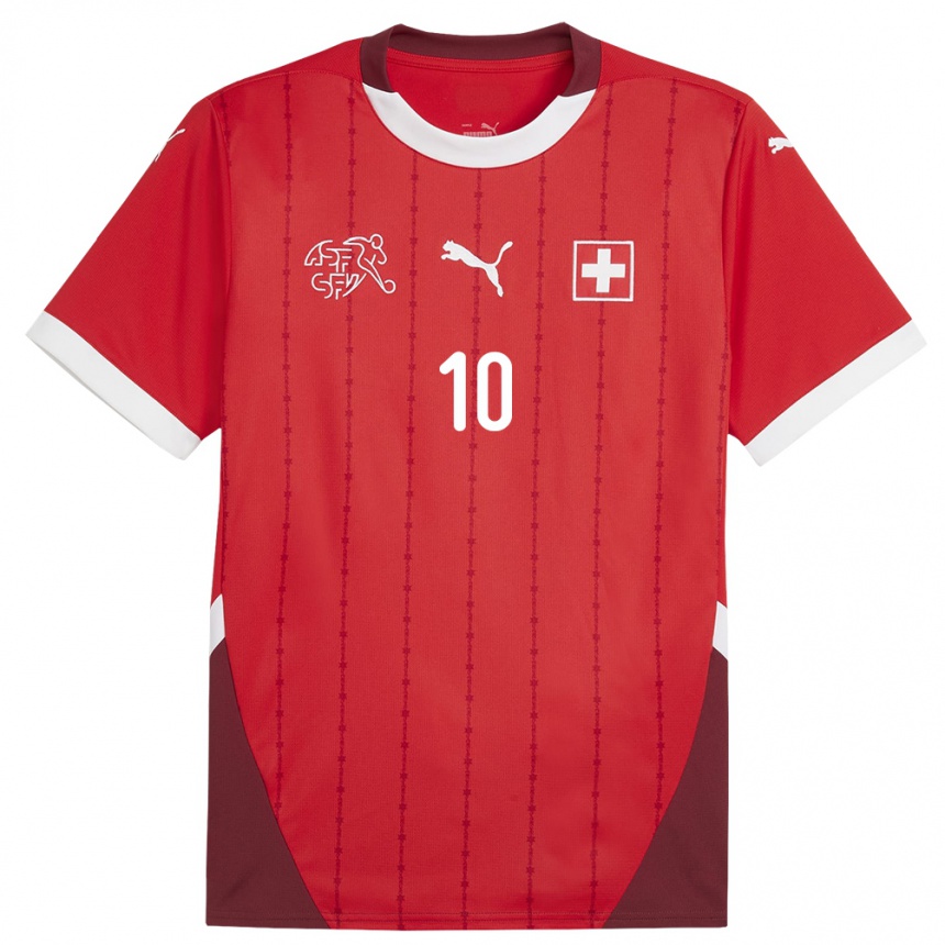 Hombre Fútbol Camiseta Suiza Granit Xhaka #10 Rojo 1ª Equipación 24-26 Perú