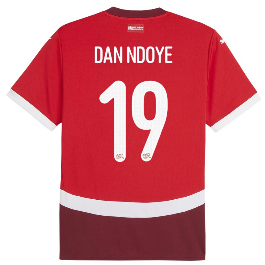 Hombre Fútbol Camiseta Suiza Dan Ndoye #19 Rojo 1ª Equipación 24-26 Perú