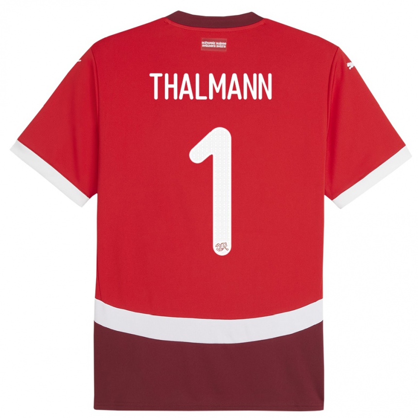 Hombre Fútbol Camiseta Suiza Gaelle Thalmann #1 Rojo 1ª Equipación 24-26 Perú