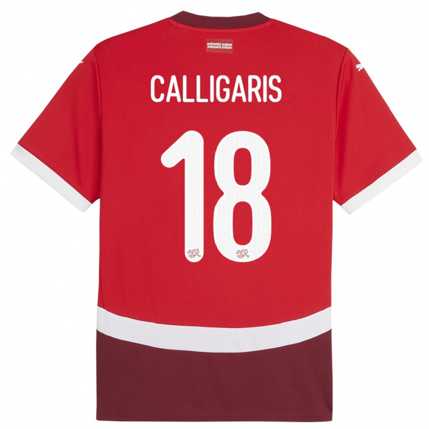 Hombre Fútbol Camiseta Suiza Viola Calligaris #18 Rojo 1ª Equipación 24-26 Perú