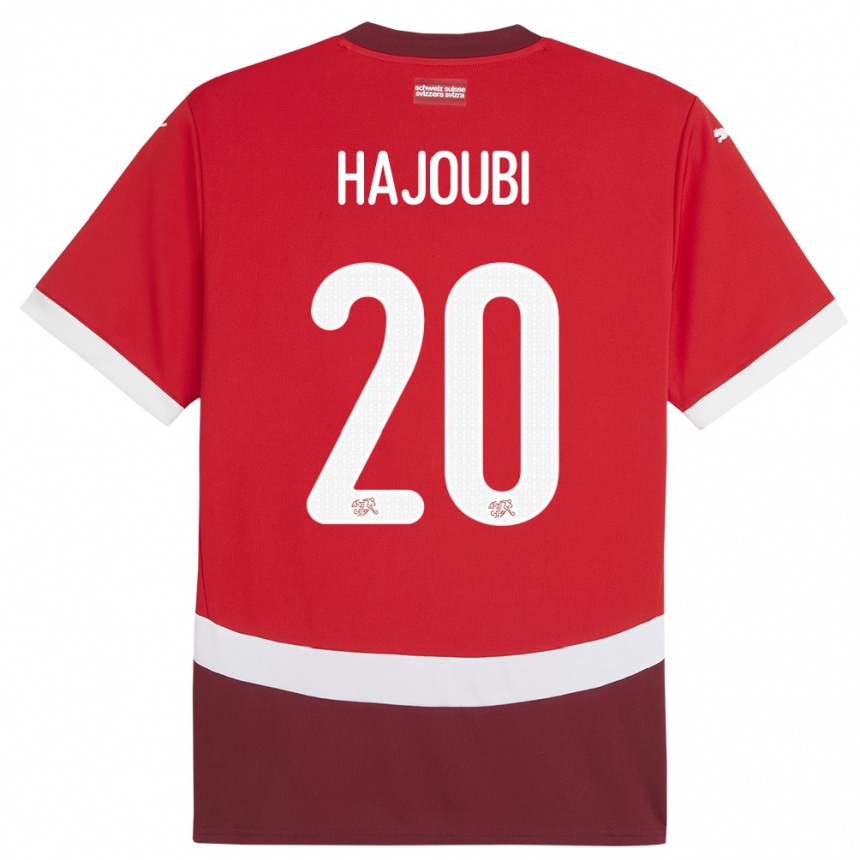 Hombre Fútbol Camiseta Suiza Amin Hajoubi #20 Rojo 1ª Equipación 24-26 Perú