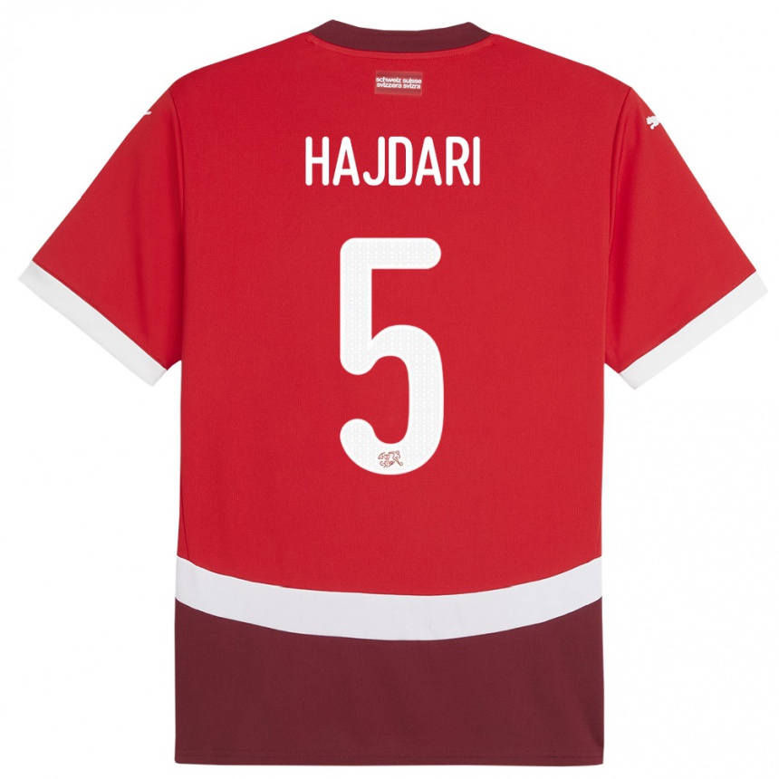 Hombre Fútbol Camiseta Suiza Albian Hajdari #5 Rojo 1ª Equipación 24-26 Perú