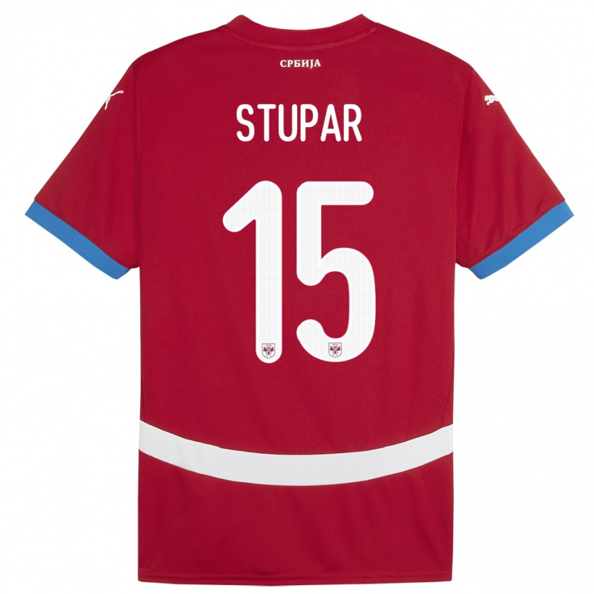 Hombre Fútbol Camiseta Serbia Zivana Stupar #15 Rojo 1ª Equipación 24-26 Perú