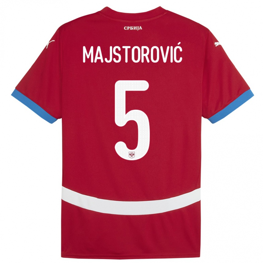 Hombre Fútbol Camiseta Serbia Milan Majstorovic #5 Rojo 1ª Equipación 24-26 Perú