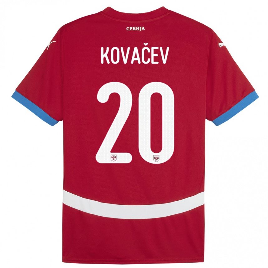 Hombre Fútbol Camiseta Serbia Milan Kovacev #20 Rojo 1ª Equipación 24-26 Perú