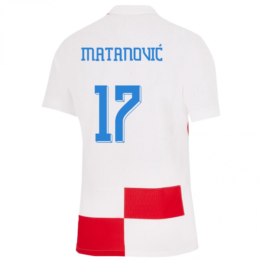 Hombre Fútbol Camiseta Croacia Igor Matanovic #17 Blanco Rojo 1ª Equipación 24-26 Perú