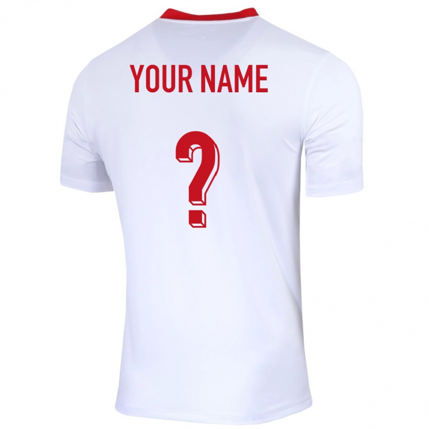 Hombre Fútbol Camiseta Polonia Su Nombre #0 Blanco 1ª Equipación 24-26 Perú