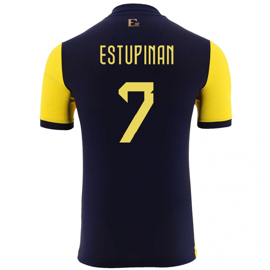 Hombre Fútbol Camiseta Ecuador Pervis Estupinan #7 Amarillo 1ª Equipación 24-26 Perú