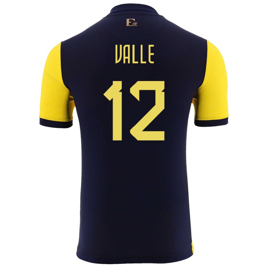 Hombre Fútbol Camiseta Ecuador Gonzalo Valle #12 Amarillo 1ª Equipación 24-26 Perú