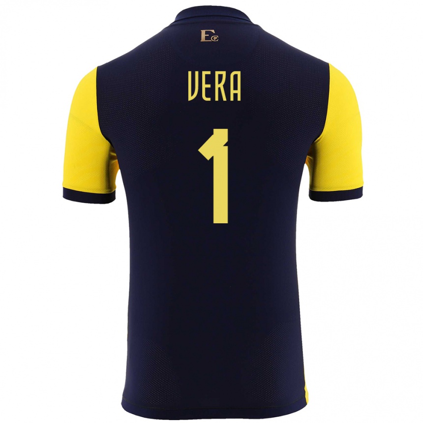 Hombre Fútbol Camiseta Ecuador Andrea Vera #1 Amarillo 1ª Equipación 24-26 Perú