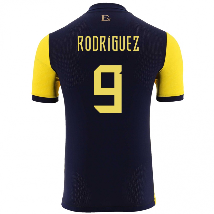 Hombre Fútbol Camiseta Ecuador Ingrid Rodriguez #9 Amarillo 1ª Equipación 24-26 Perú