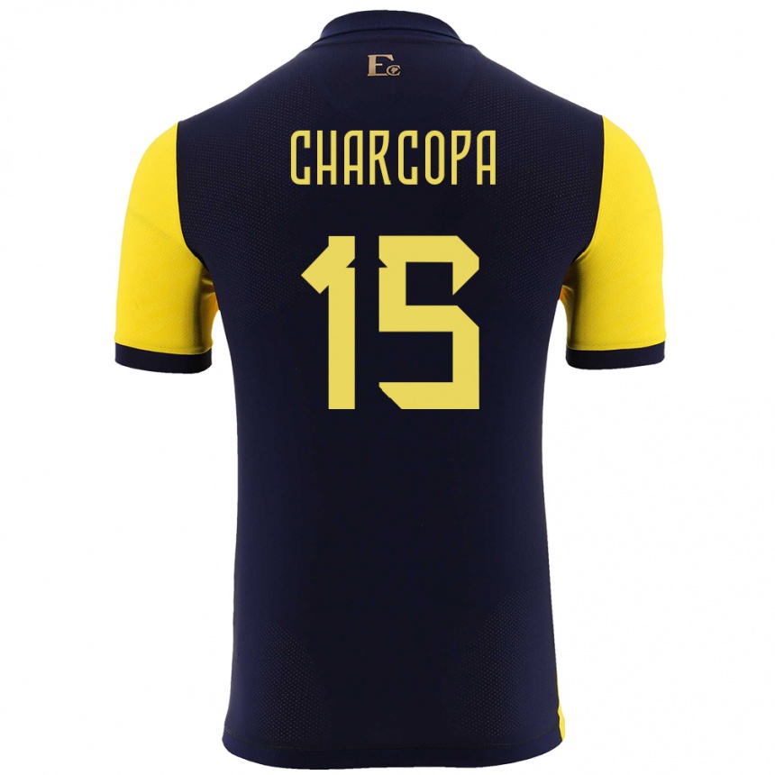 Hombre Fútbol Camiseta Ecuador Nicole Charcopa #15 Amarillo 1ª Equipación 24-26 Perú