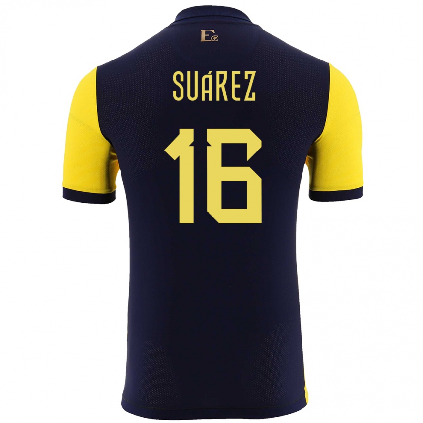 Hombre Fútbol Camiseta Ecuador Ariel Suarez #16 Amarillo 1ª Equipación 24-26 Perú