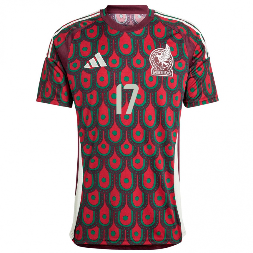 Hombre Fútbol Camiseta México Orbelin Pineda #17 Granate 1ª Equipación 24-26 Perú