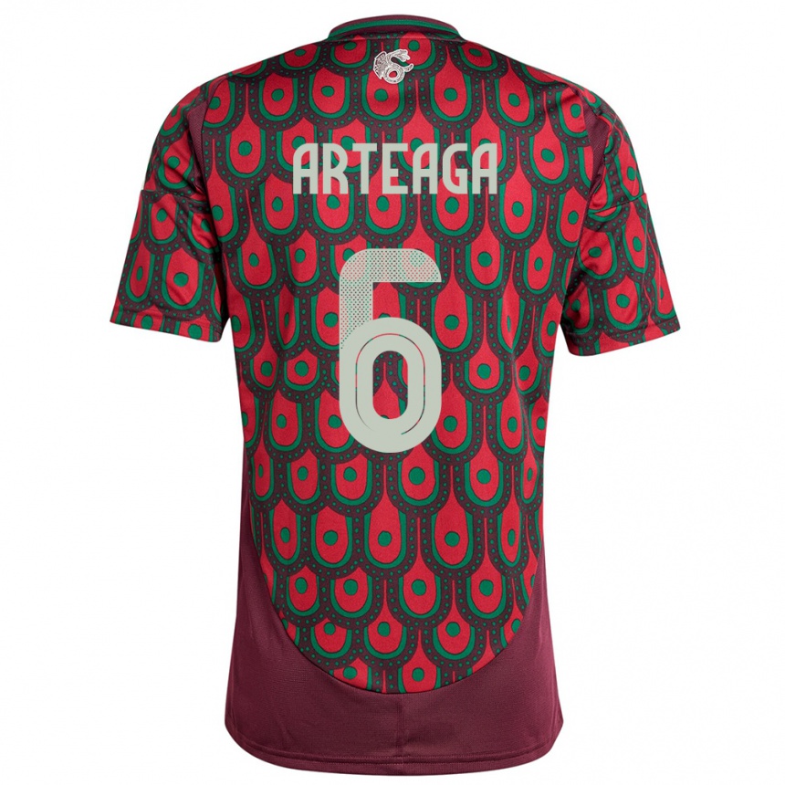 Hombre Fútbol Camiseta México Gerardo Arteaga #6 Granate 1ª Equipación 24-26 Perú