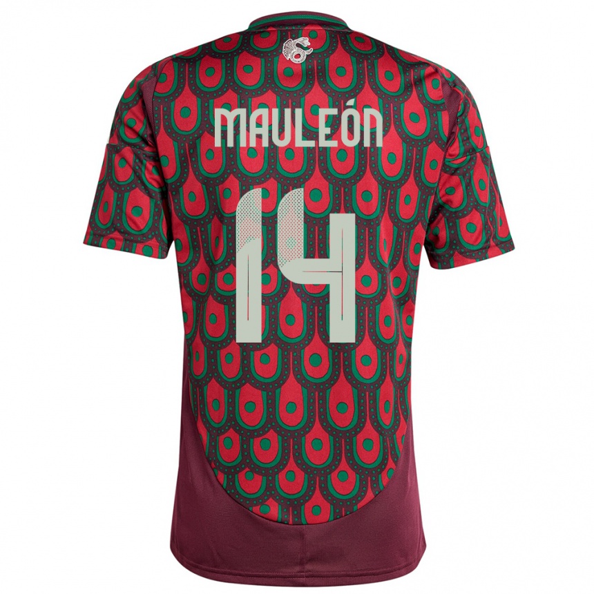 Hombre Fútbol Camiseta México Natalia Mauleon #14 Granate 1ª Equipación 24-26 Perú