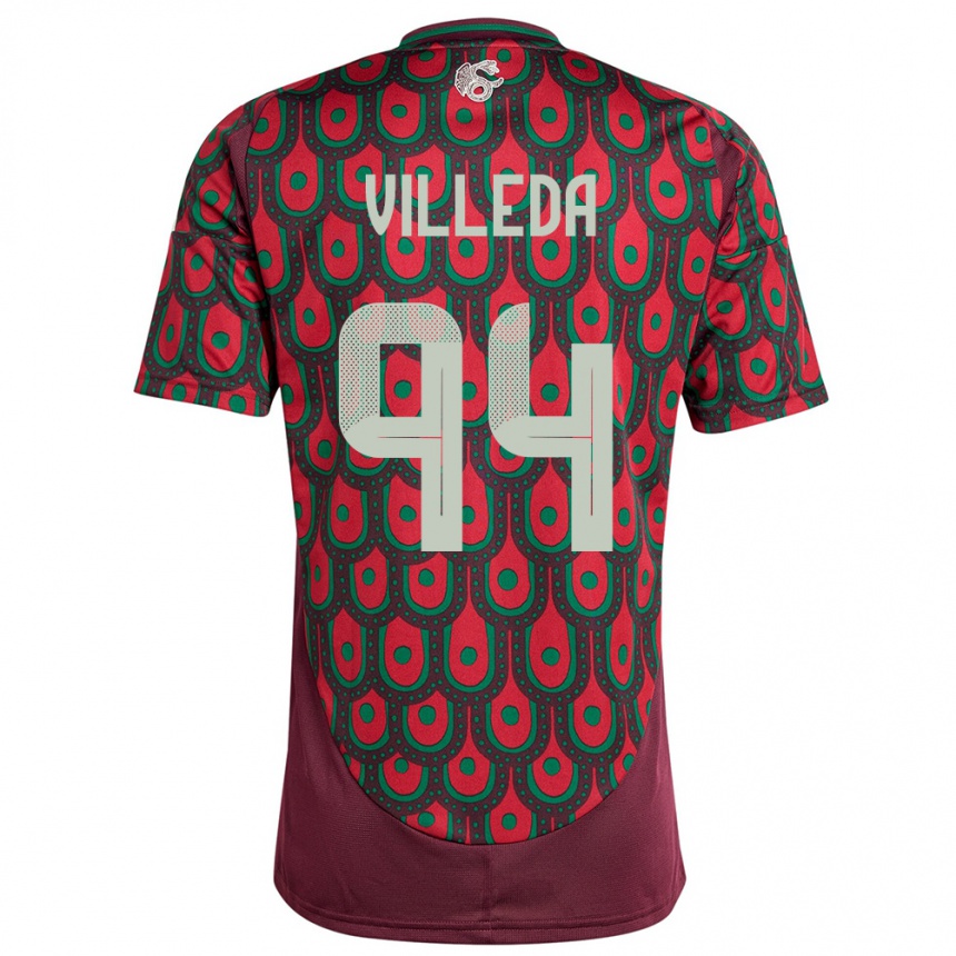 Hombre Fútbol Camiseta México Melany Villeda #94 Granate 1ª Equipación 24-26 Perú