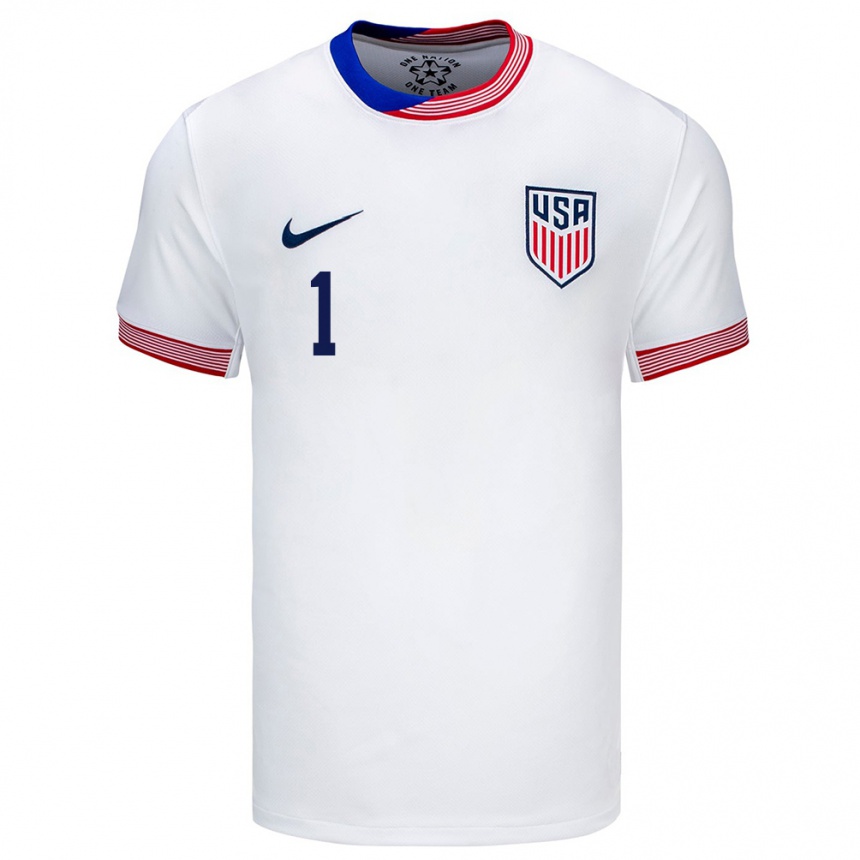 Hombre Fútbol Camiseta Estados Unidos Alyssa Naeher #1 Blanco 1ª Equipación 24-26 Perú