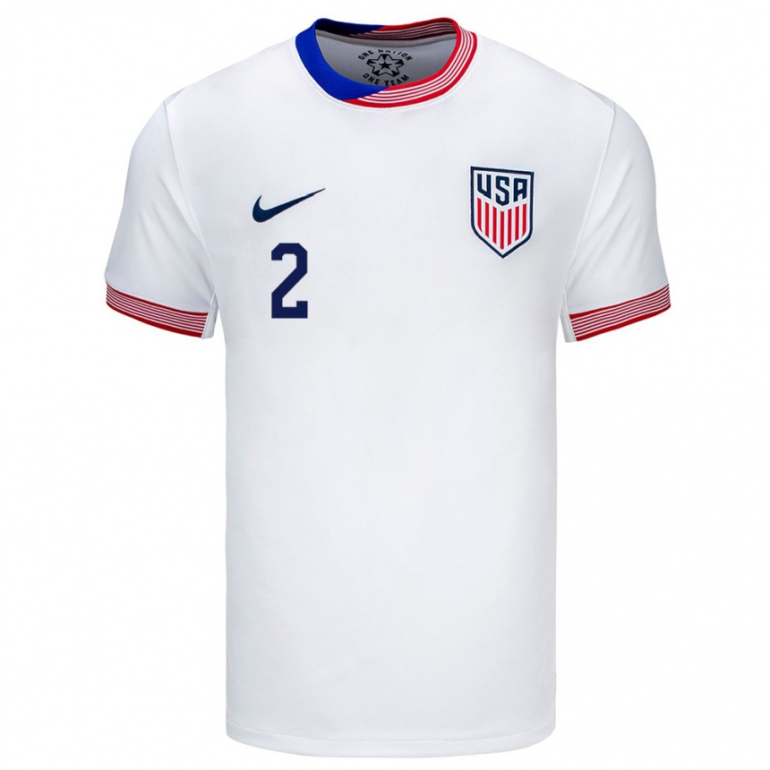 Hombre Fútbol Camiseta Estados Unidos Reed Baker Whiting #2 Blanco 1ª Equipación 24-26 Perú