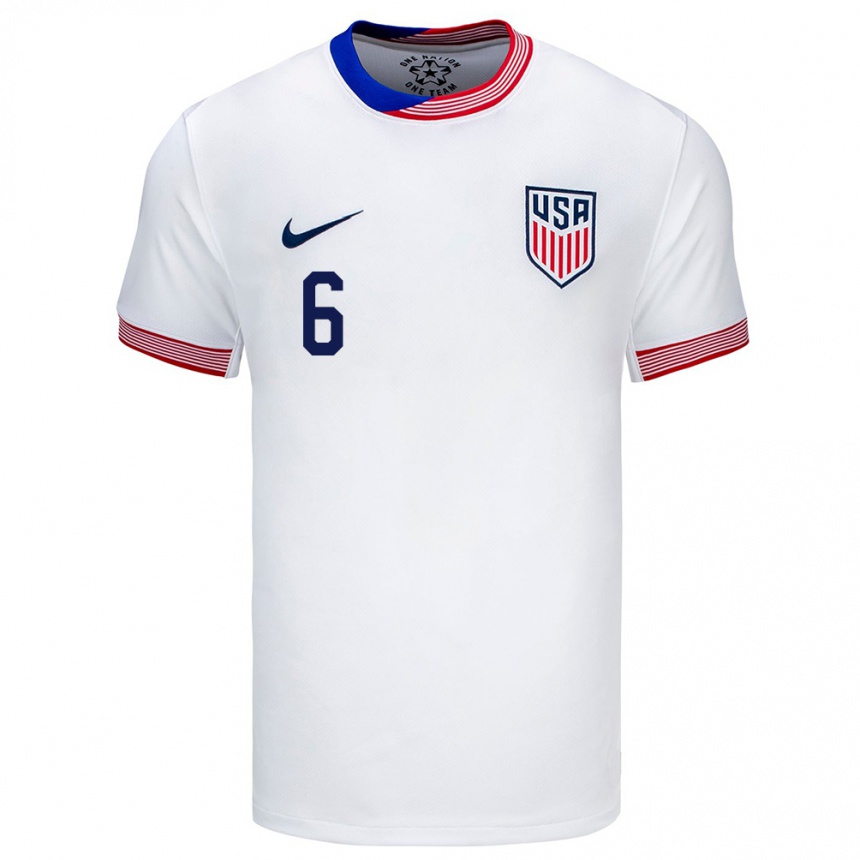 Hombre Fútbol Camiseta Estados Unidos Yunus Musah #6 Blanco 1ª Equipación 24-26 Perú