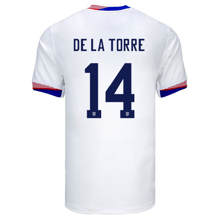 Hombre Fútbol Camiseta Estados Unidos Luca De La Torre #14 Blanco 1ª Equipación 24-26 Perú