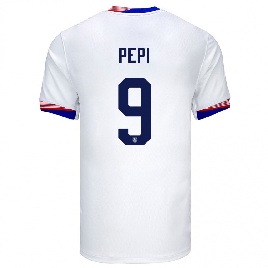 Hombre Fútbol Camiseta Estados Unidos Ricardo Pepi #9 Blanco 1ª Equipación 24-26 Perú