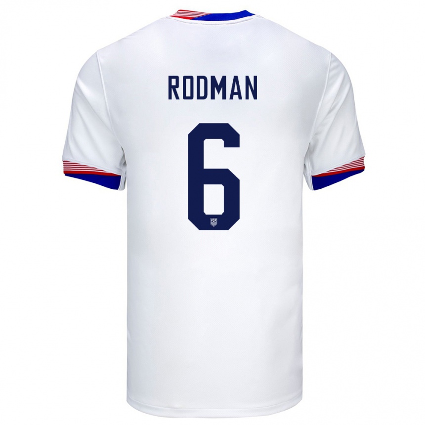 Hombre Fútbol Camiseta Estados Unidos Trinity Rodman #6 Blanco 1ª Equipación 24-26 Perú