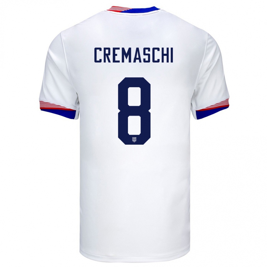 Hombre Fútbol Camiseta Estados Unidos Benjamin Cremaschi #8 Blanco 1ª Equipación 24-26 Perú