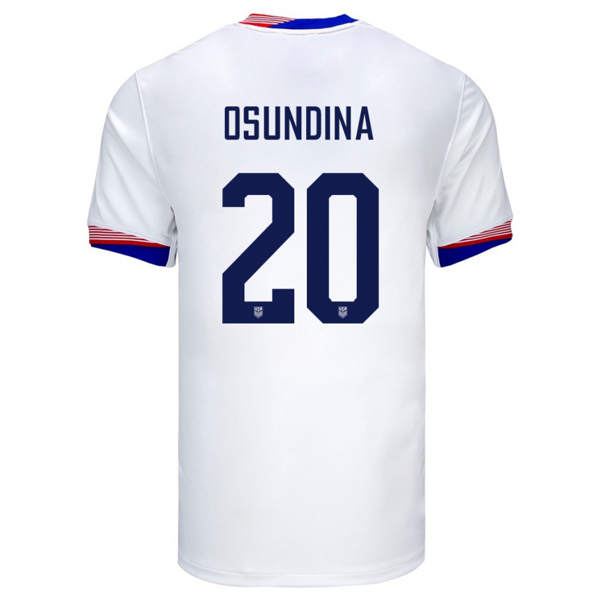 Hombre Fútbol Camiseta Estados Unidos Korede Osundina #20 Blanco 1ª Equipación 24-26 Perú