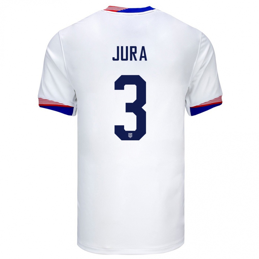 Hombre Fútbol Camiseta Estados Unidos Sawyer Jura #3 Blanco 1ª Equipación 24-26 Perú