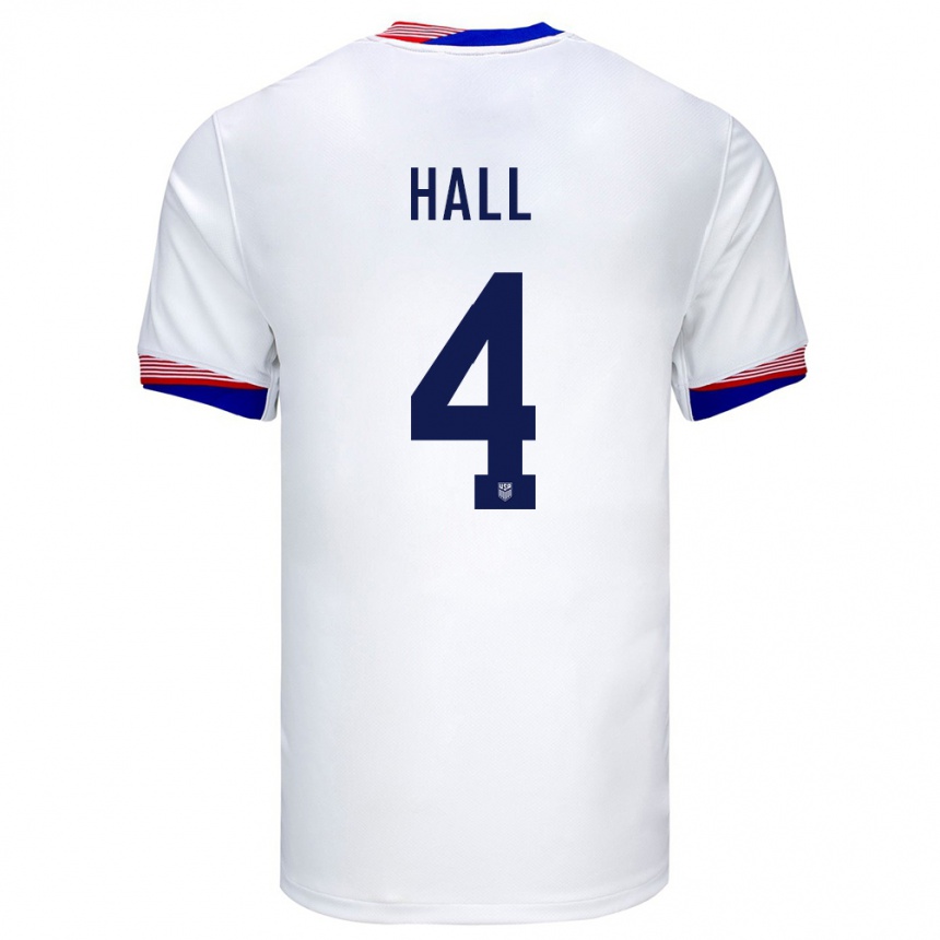 Hombre Fútbol Camiseta Estados Unidos Tyler Hall #4 Blanco 1ª Equipación 24-26 Perú