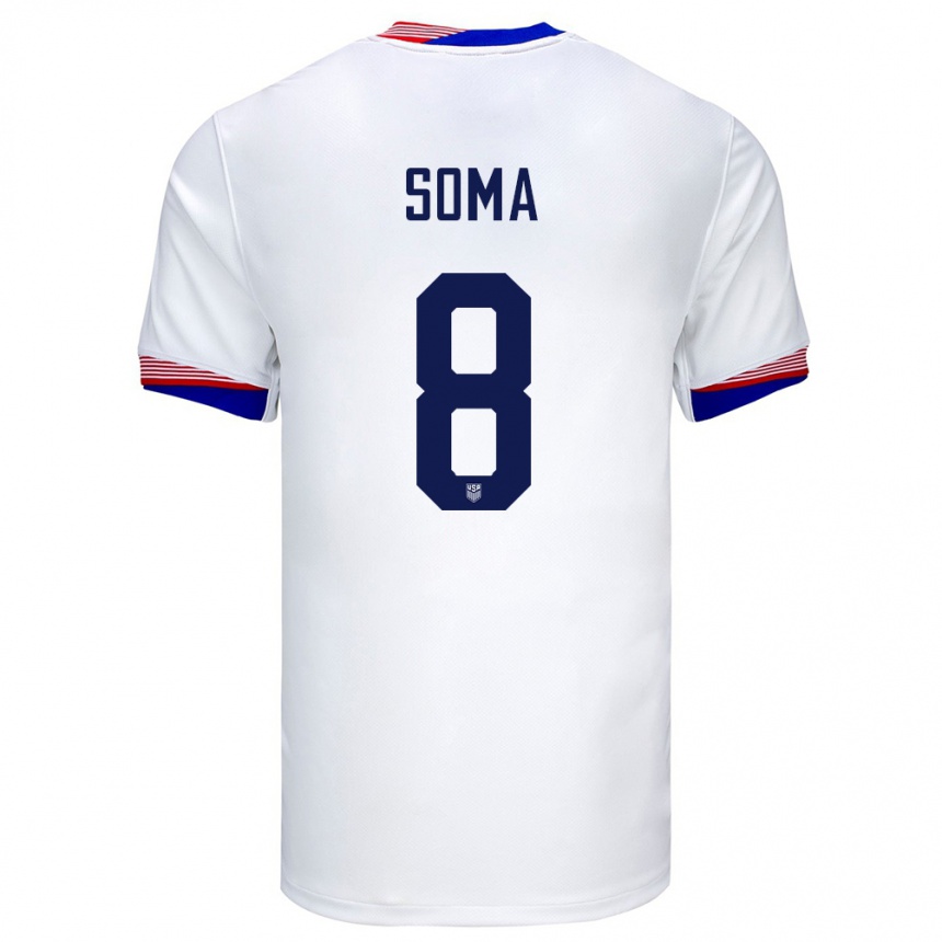 Hombre Fútbol Camiseta Estados Unidos Pedro Soma #8 Blanco 1ª Equipación 24-26 Perú