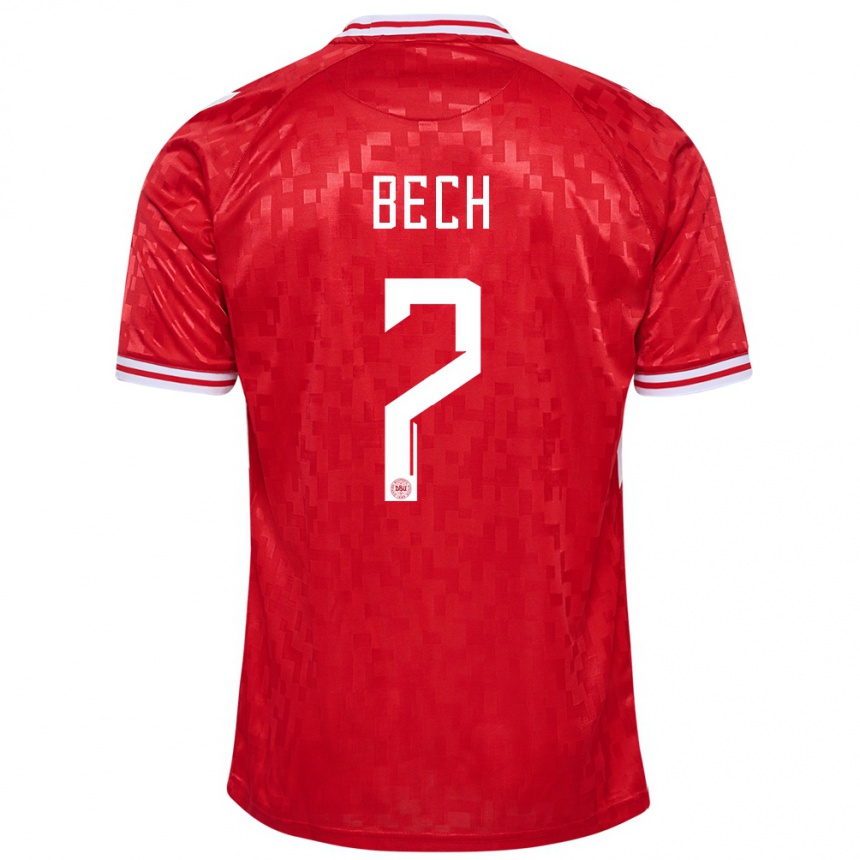 Hombre Fútbol Camiseta Dinamarca Tobias Bech #7 Rojo 1ª Equipación 24-26 Perú