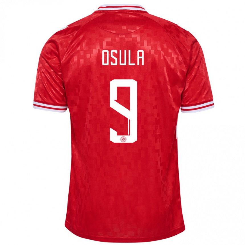 Hombre Fútbol Camiseta Dinamarca William Osula #9 Rojo 1ª Equipación 24-26 Perú