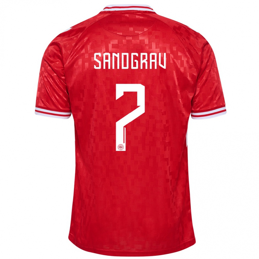 Hombre Fútbol Camiseta Dinamarca Lauge Sandgrav #7 Rojo 1ª Equipación 24-26 Perú