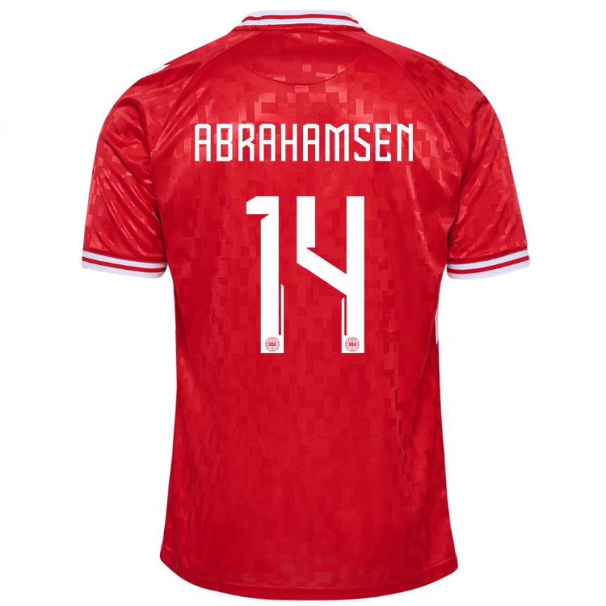 Hombre Fútbol Camiseta Dinamarca Mads Abrahamsen #14 Rojo 1ª Equipación 24-26 Perú