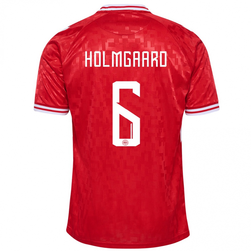 Hombre Fútbol Camiseta Dinamarca Karen Holmgaard #6 Rojo 1ª Equipación 24-26 Perú