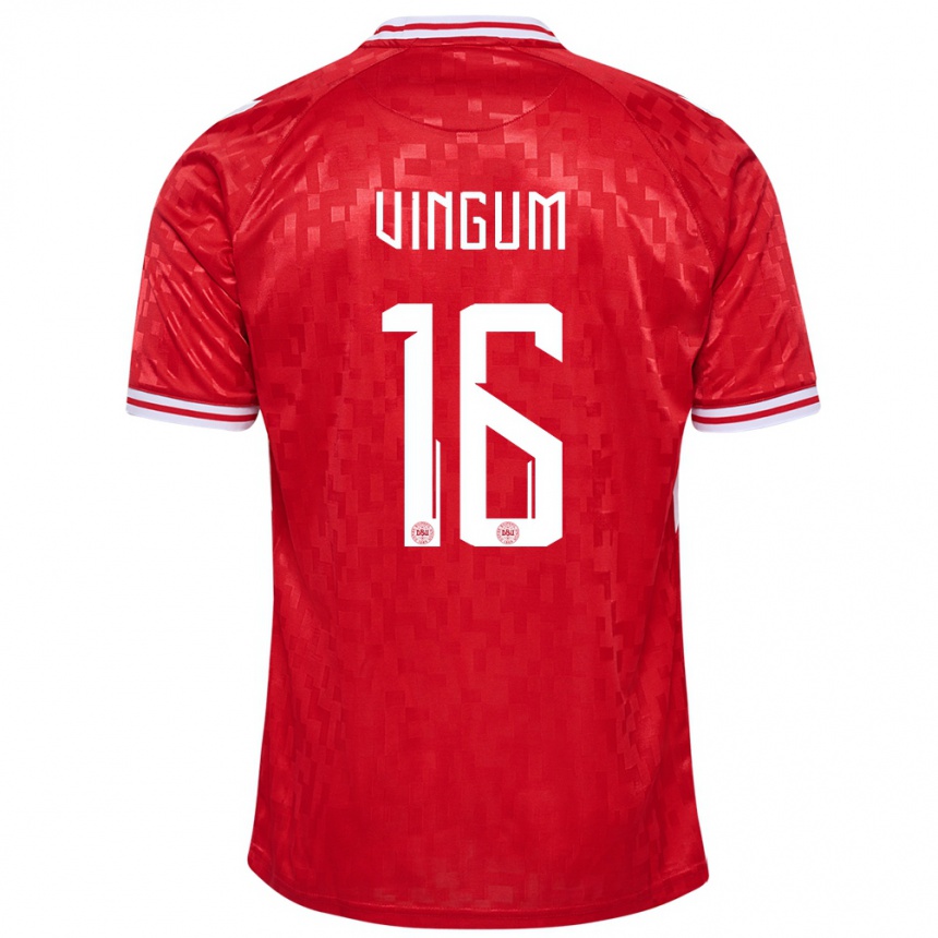 Hombre Fútbol Camiseta Dinamarca Alberte Vingum #16 Rojo 1ª Equipación 24-26 Perú