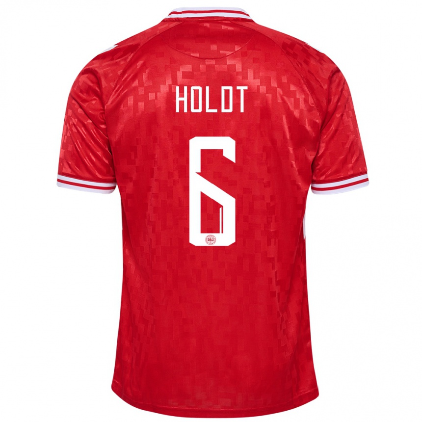 Hombre Fútbol Camiseta Dinamarca Olivia Holdt #6 Rojo 1ª Equipación 24-26 Perú