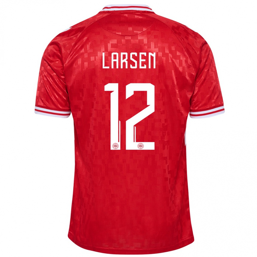 Hombre Fútbol Camiseta Dinamarca Stine Larsen #12 Rojo 1ª Equipación 24-26 Perú