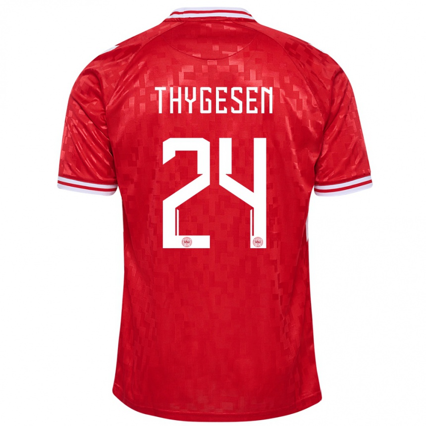 Hombre Fútbol Camiseta Dinamarca Sarah Thygesen #24 Rojo 1ª Equipación 24-26 Perú