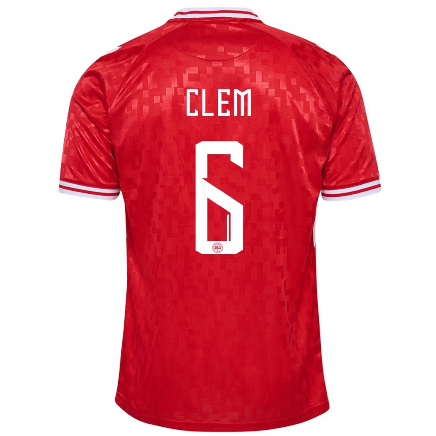 Hombre Fútbol Camiseta Dinamarca William Clem #6 Rojo 1ª Equipación 24-26 Perú