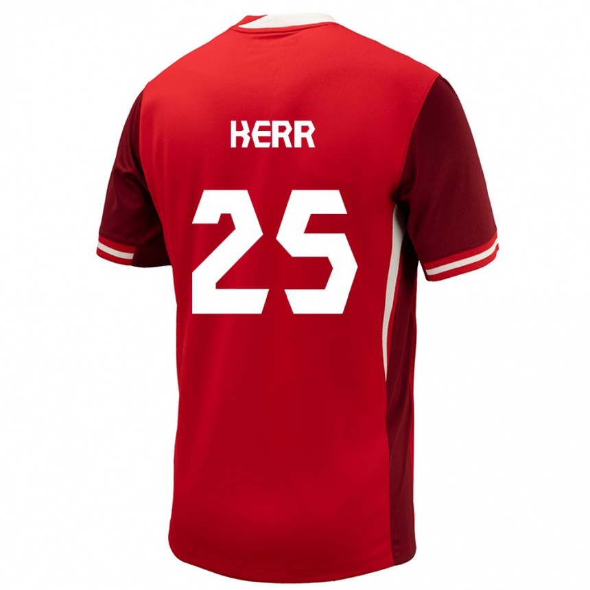 Hombre Fútbol Camiseta Canadá Devon Kerr #25 Rojo 1ª Equipación 24-26 Perú