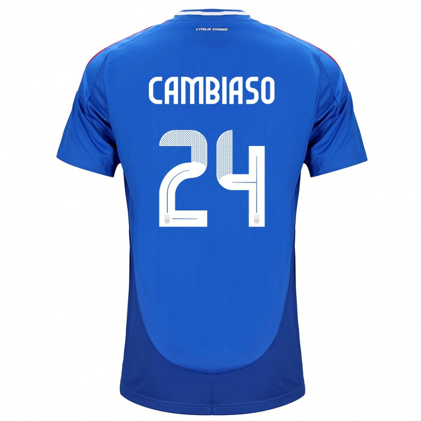 Hombre Fútbol Camiseta Italia Andrea Cambiaso #24 Azul 1ª Equipación 24-26 Perú