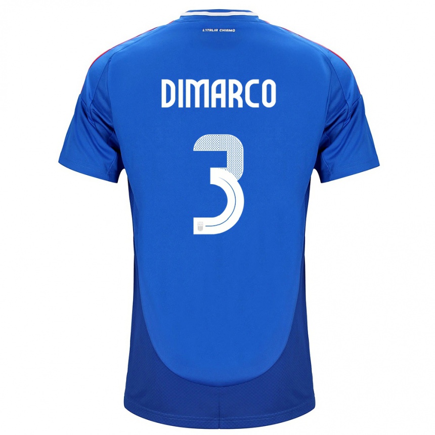 Hombre Fútbol Camiseta Italia Federico Dimarco #3 Azul 1ª Equipación 24-26 Perú