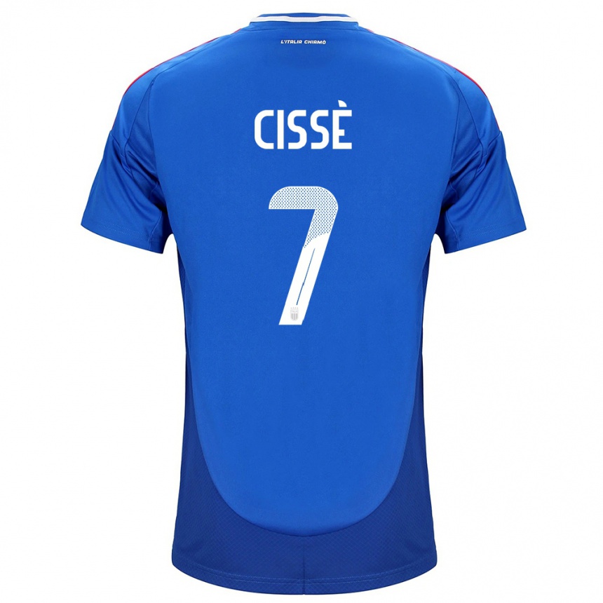 Hombre Fútbol Camiseta Italia Alphadjo Cissè #7 Azul 1ª Equipación 24-26 Perú